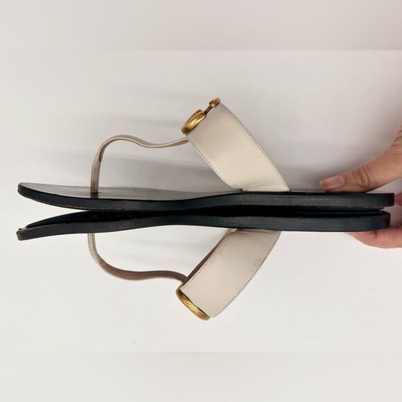 Gucci Marmont GG Thong Flat Sandals Flip Flops Mystic White Leather EU 39 US 9 - Picture 7 of 12
